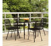 Set da Pranzo da Giardino 5 pz Nero in Polyrattan
