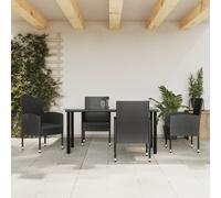 vidaXL Set da Pranzo da Giardino 5 pz Nero in Polyrattan e Acciaio