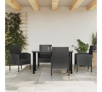 vidaXL Set da Pranzo da Giardino 5 pz Nero in Polyrattan e Acciaio