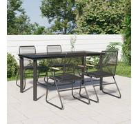 Set da Pranzo da Giardino 5 pz Nero in Rattan PVC