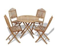 vidaXL Set da Pranzo da Giardino 5 pz Pieghevole in bambù Tavolo Sedie Esterno