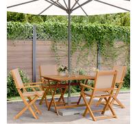 vidaXL Set da Pranzo da Giardino 5 pz Tortora Tessuto e Legno Massello, set da pranzo, set per esterni, set mobili da esterno, set da giardino