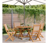 Set da Pranzo da Giardino 5 pz Tortora Tessuto e Legno Massello