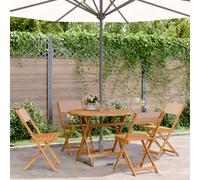 Set da Pranzo da Giardino 5 pz Tortora Tessuto e Legno Massello