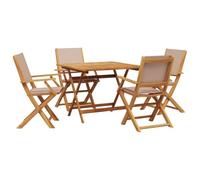 vidaXL Set da Pranzo da Giardino 5 pz Tortora Tessuto e Legno Massello, set da pranzo, set per esterni, set mobili da esterno, set da giardino