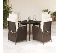 vidaXL Set da Pranzo da Giardino 5pz con Cuscini in Polyrattan Marrone