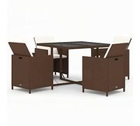 vidaXL Set da Pranzo da Giardino 5pz con Cuscini in Polyrattan Marrone