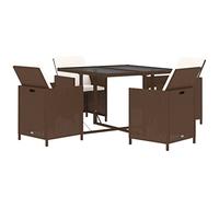 vidaXL Set da Pranzo da Giardino 5pz con Cuscini in Polyrattan Marrone