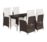 vidaXL Set da Pranzo da Giardino 5pz con Cuscini in Polyrattan Marrone