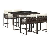 vidaXL Set da Pranzo da Giardino 5pz con Cuscini in Polyrattan Marrone