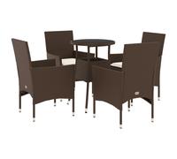 vidaXL Set da Pranzo da Giardino 5pz con Cuscini Polyrattan e Vetro
