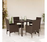 vidaXL Set da Pranzo da Giardino 5pz con Cuscini Polyrattan e Vetro