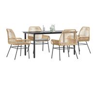 vidaXL Set da Pranzo da Giardino 5pz con Cuscini Polyrattan Vetro