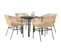 vidaXL Set da Pranzo da Giardino 5pz con Cuscini Polyrattan Vetro