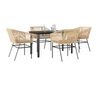 SET TAVOLO E SEDIE VIDAXL 5 pz con Cuscini Polyrattan Vetro - 3334620