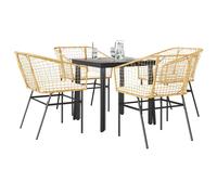 SET TAVOLO E SEDIE VIDAXL 5 pz con Cuscini Polyrattan Vetro - 3334605