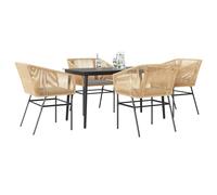 vidaXL Set da Pranzo da Giardino 5pz con Cuscini Polyrattan Vetro