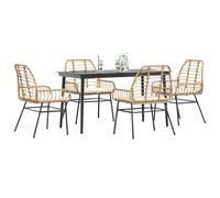 vidaXL Set da Pranzo da Giardino 5pz con Cuscini Polyrattan Vetro
