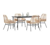 vidaXL Set da Pranzo da Giardino 5pz con Cuscini Polyrattan Vetro