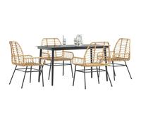 vidaXL Set da Pranzo da Giardino 5pz Polyrattan Vetro