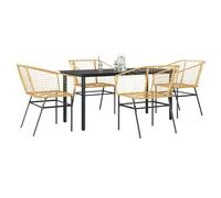 vidaXL Set da Pranzo da Giardino 5pz Polyrattan Vetro