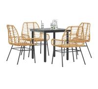 vidaXL Set da Pranzo da Giardino 5pz Polyrattan Vetro