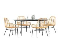 vidaXL Set da Pranzo da Giardino 5pz Polyrattan Vetro