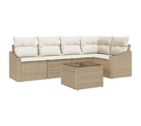 vidaXL Set da Pranzo da Giardino 6 Pezzi con Cuscini Beige Crema e Rattan Naturale | Mobili da Giardino per Relax in Stile Moderno, 5 Divani Patio Lounge Modulare per Incontri Estivi