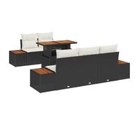 vidaXL Set da Pranzo da Giardino 6 Pezzi, Cuscini in polirattan Nero, Divano modulare per Esterni, Ideale per Il Patio