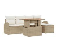 vidaXL Set da Pranzo per Giardino con Cuscini Beige in polyrattan Acacia posti a Sedere per 5 con Funzione di stoccaggio mobili da Salotto Tavolo Patio