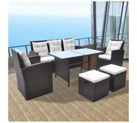 VIDAXL - Set da Pranzo da Giardino 6 pz con Cuscini Polyrattan Marrone