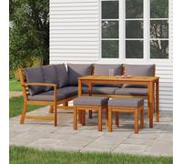 vidaXL Set da Pranzo da Giardino 6pz con Cuscini Legno Massello Acacia