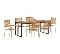 vidaXL Set da pranzo da giardino, 7 pezzi, beige e marrone, elegante set da pranzo per giardino e terrazza, mobili da esterno moderni, pasti all'aperto