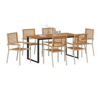 vidaXL Set da pranzo da giardino, 7 pezzi, beige, set moderno in legno di acacia, per giardino e terrazza, mobili resistenti alle intemperie, ideale per cene all'aperto