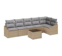 vidaXL Set da Pranzo da Giardino 7 Pezzi con Cuscini Beige e Grigio in Rattan Sintetico, Modulare per Uso Esterno, per 4-6 Persone, Resistente alle Intemperie. Perfetto per Balconi e Patii.