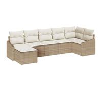 vidaXL Set da Pranzo da Giardino 7 Pezzi con Cuscini Beige Rattan
