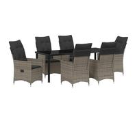 vidaXL Set da Pranzo da Giardino 7 Pezzi con Cuscini Grigi in Rattan Polimerico
