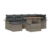 vidaXL Set di 7 mobili da giardino in rattan sintetico grigio con cuscini, funzione di stoccaggio e stile moderno per giardino e sala da pranzo