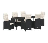 vidaXL Set da Pranzo da Giardino 7 Pezzi con Cuscini in Polyrattan Nero