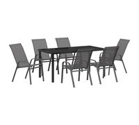 vidaXL Set Pranzo Giardino 7 Pezzi Grigio Textilene e Acciaio