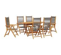 vidaXL Set da Pranzo da Giardino 7 Pezzi in Grigio, Fatto in Legno Massiccio di Acacia. Ha Un Tavolo e sedie Pieghevoli, Perfetto per Patio e balconi. può ospitare Fino a 6 Persone, Quindi è Ideale