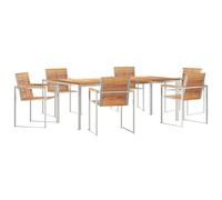 vidaXL Set da Pranzo da Giardino 7 Pezzi in Legno di Teak Massello. Include Un Tavolo di 200 x 100 cm e sedie Moderne con braccioli, perfette per Il Tuo Patio o Cortile. Mobili da Esterno in Legno c