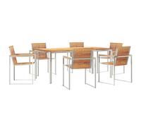 vidaXL Set da pranzo da giardino in legno massello di teak, tavolo da pranzo da esterno 180 x 90 x 75 cm in legno massello di teak