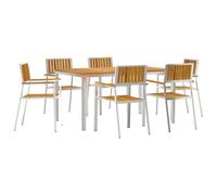 vidaXL Set da Pranzo da Giardino 7 Pezzi in Legno Massello di Acacia con Struttura in Metallo Tavolo Rettangolare 150X90X75 cm & 6 Sedie per Posti Sei all'Aperto Mobili Moderni da Patio Marrone e BIA