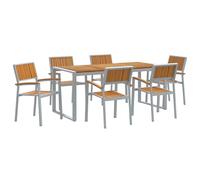 vidaXL Set da Pranzo da Giardino 7 Pezzi in Legno Massello di Acacia e Metallo