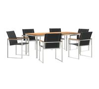 vidaXL Set da Pranzo da Giardino 7 Pezzi in Legno Massello di Acacia, Tavolo da Pranzo Esterno 180x90x75 cm in Legno Massello di Acacia