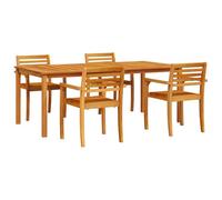 vidaXL Set da Pranzo da Giardino 7 Pezzi in Legno massello di Acacia | Tavolo e sedie da Esterno, Stile Rustico e Super Resistente, Perfetto per Il Patio e per 6 Persone. Arredamento per Il terrazzo