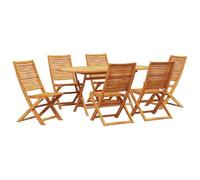 vidaXL Set da Pranzo da Giardino 7 Pezzi in Legno Massiccio di Acacia Tavolo Pieghevole per Esterni con 6 Sedie Design Tradizionale per Patio, Balcone o Giardino. Mobili Sedia Pieghevole in Legno