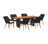 vidaXL Set da Pranzo da Giardino 7 Pezzi in polyrattan Nero con Un Bel Tavolo in Legno di Acacia e 6 sedie Super comode. Perfetto per Mangiare all'aperto, riunirsi con Amici o Semplicemente goderti