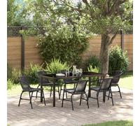 vidaXL Set da Pranzo da Giardino 7 Pezzi in Rattan Nero